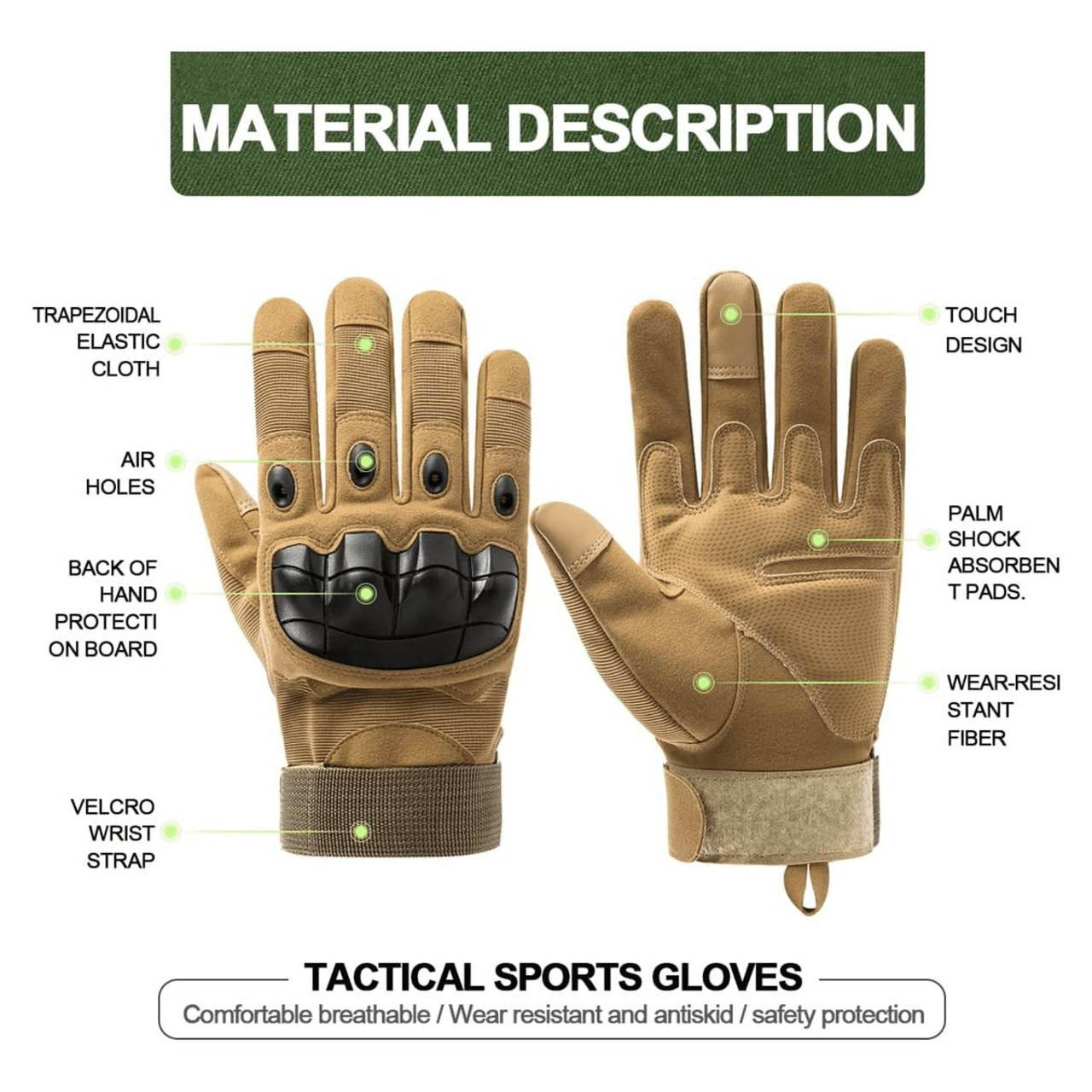 Tactical Gloves for Outdoor Sports with Touchscreen Fingertip Compatibility product image