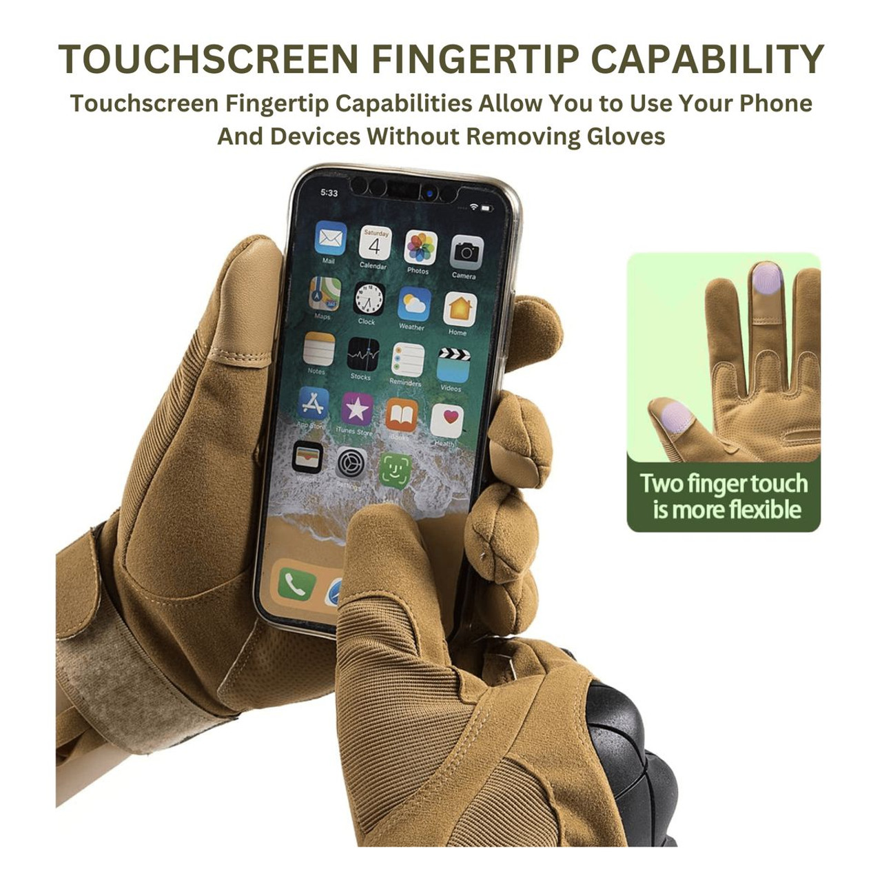 Tactical Gloves for Outdoor Sports with Touchscreen Fingertip Compatibility product image