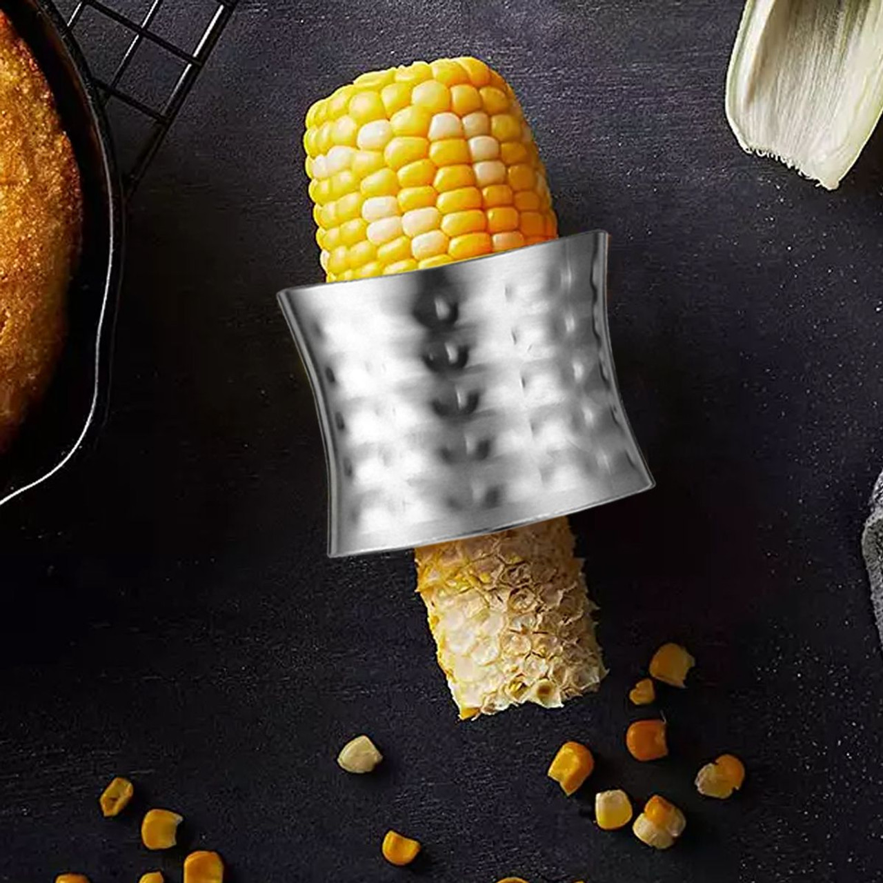 4-Piece Stainless Steel Garlic Press, Peeler, and Corn Cob Cutter Set product image