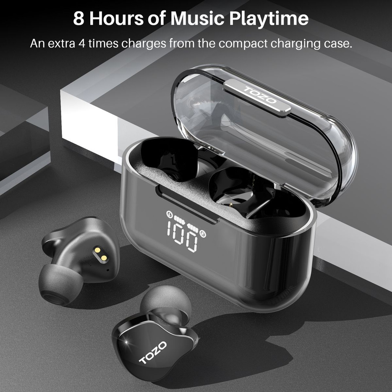 TOZO® T18 Crystal Buds Bluetooth Wireless Earbuds with Charging Case product image