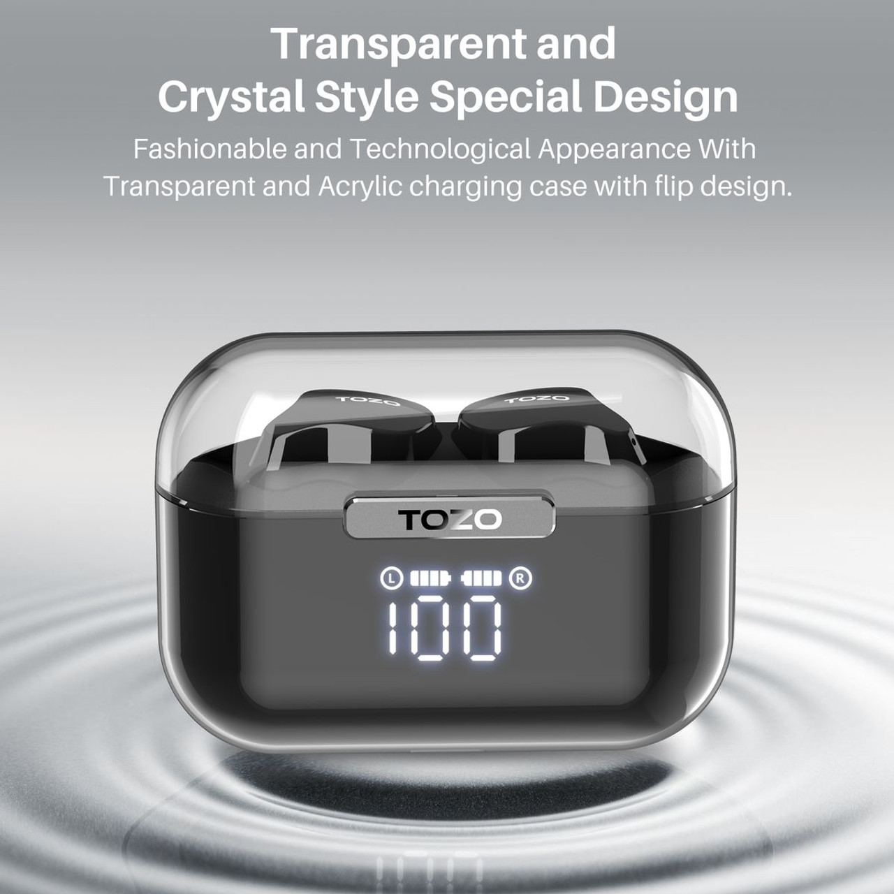 TOZO® T18 Crystal Buds Bluetooth Wireless Earbuds with Charging Case product image