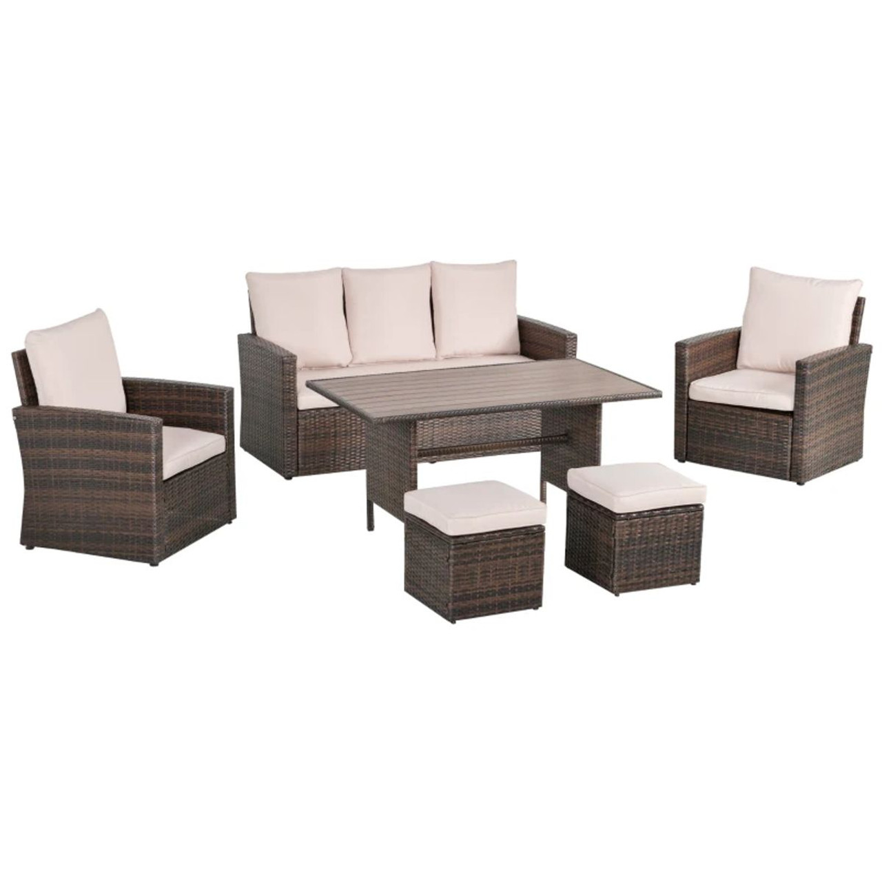 Outsunny® 6-Piece All-Weather Rattan Wicker Patio Dining Set product image