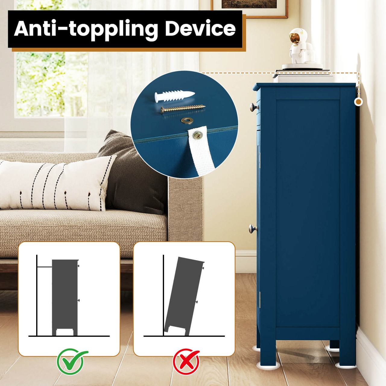 Free-Standing Bathroom Floor Cabinet with Drawer product image