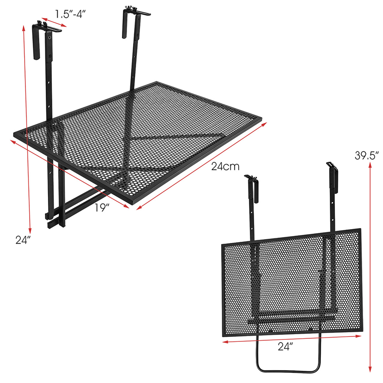 Adjustable Hanging Balcony Railing Table product image