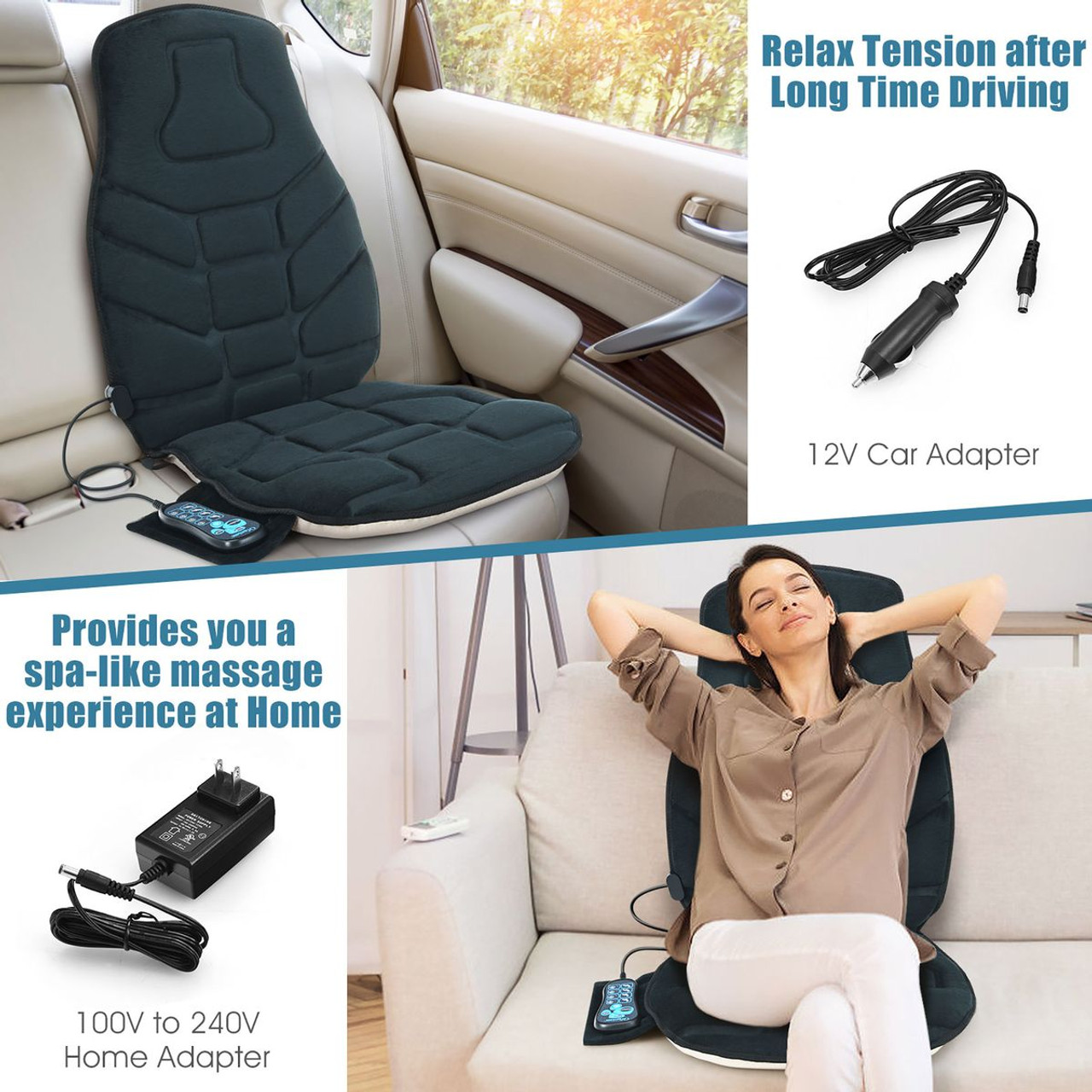Seat Cushion Massager with Heat and 6 Vibration Motors product image