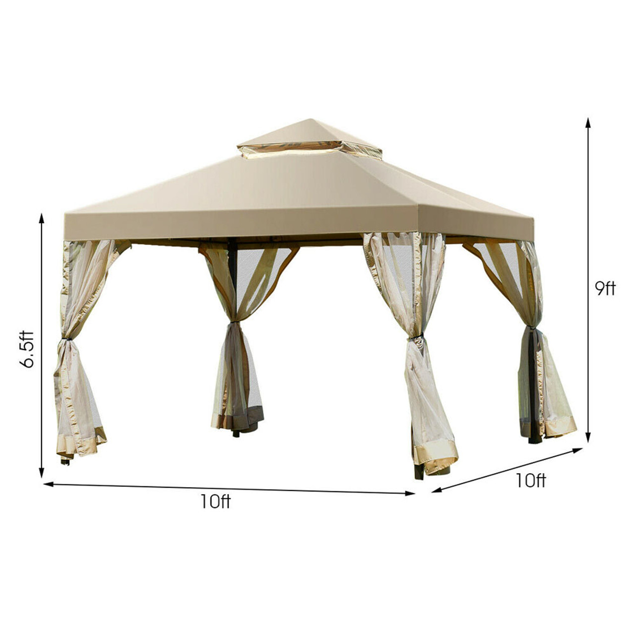 10' x 10' 2-Tier Outdoor Fully-Enclosed Gazebo product image
