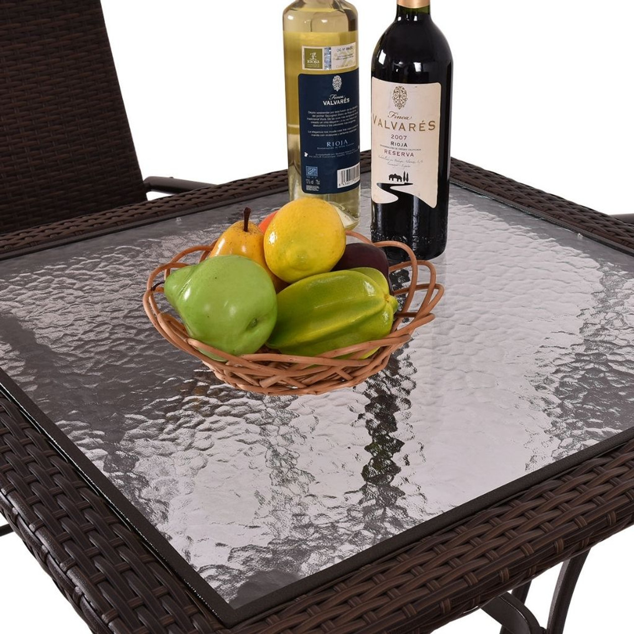 5-Piece Rattan and Glass Bar Height Dining Table Patio Set product image