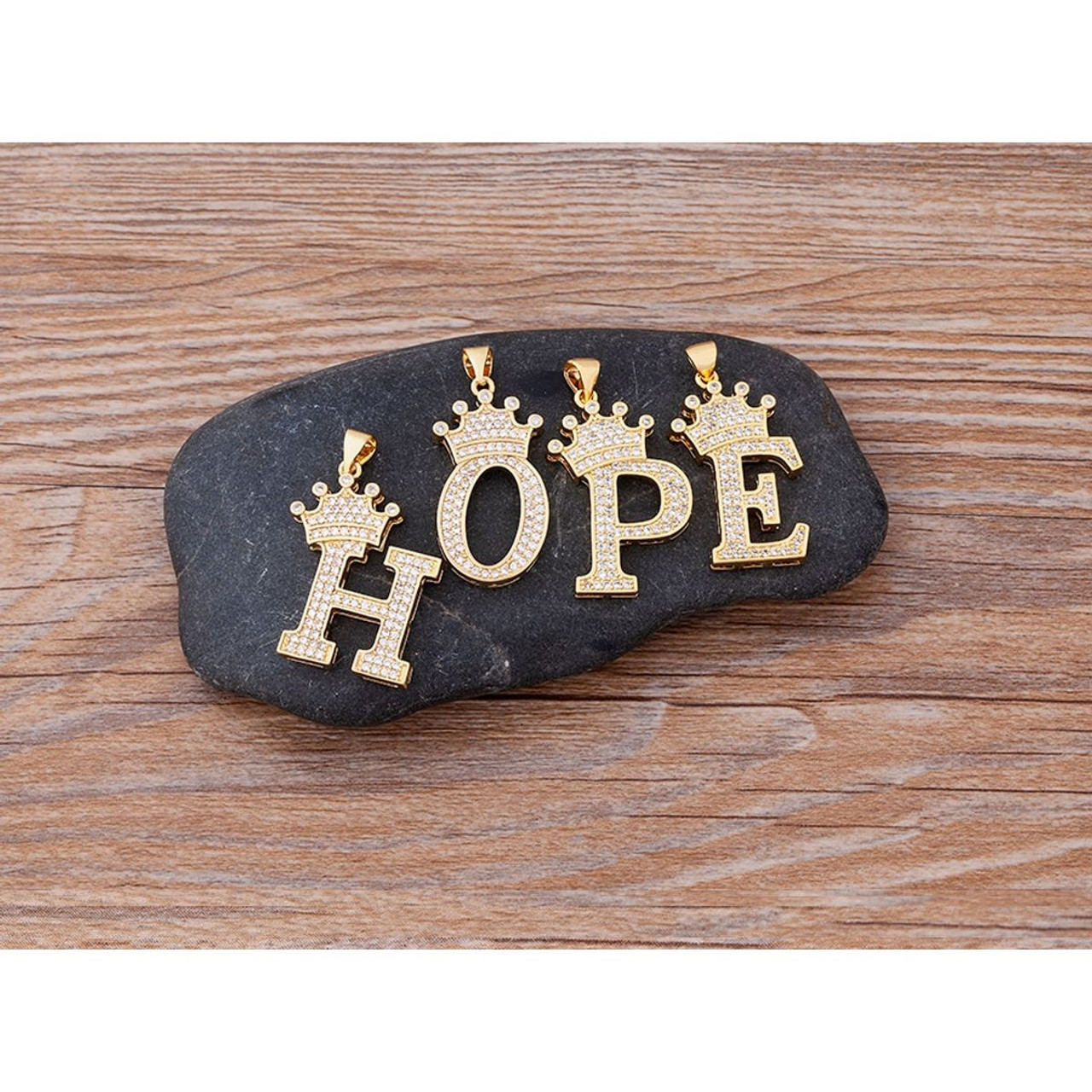A-Z Alphabet Initial Crown Pendant Necklace product image