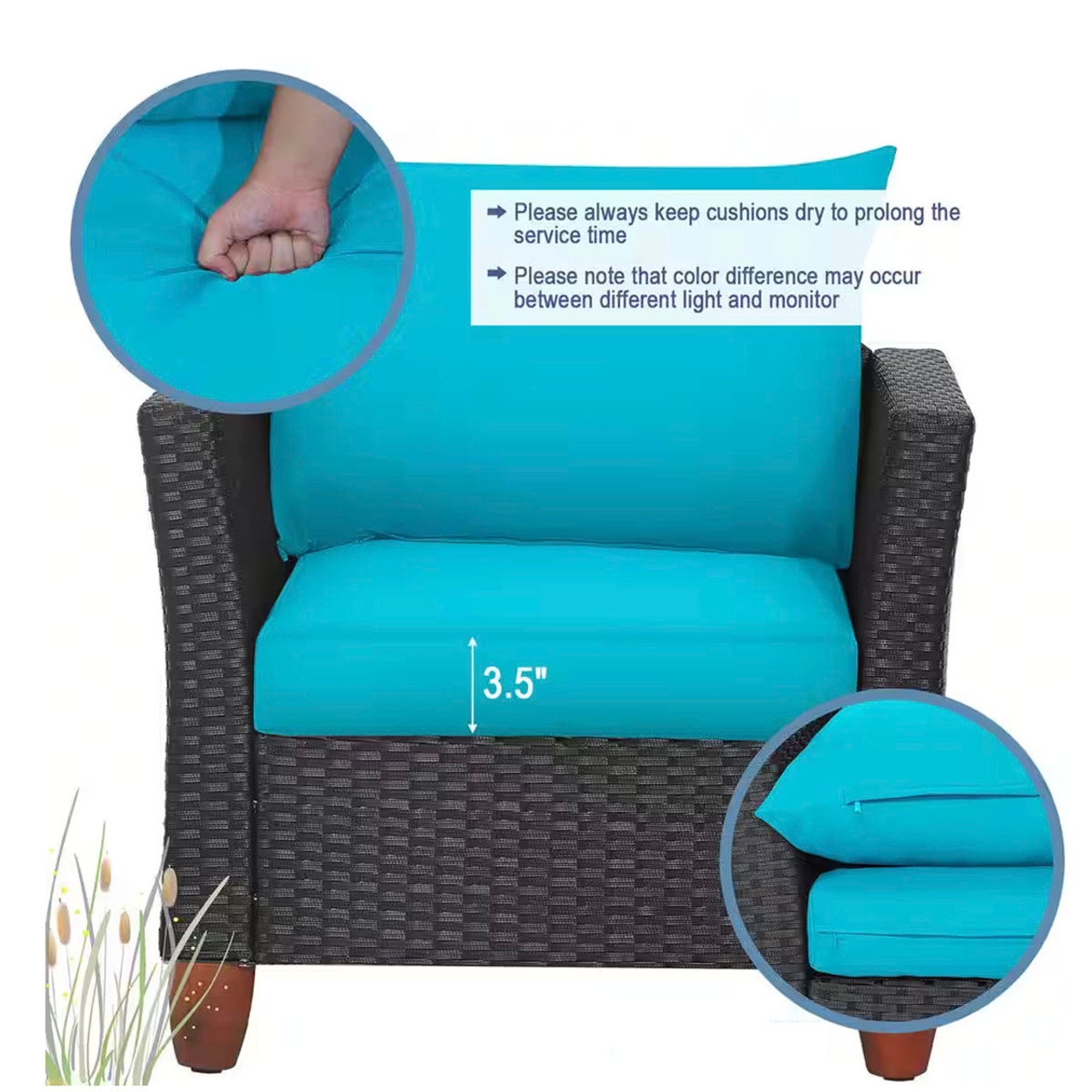 3-Piece Outdoor Patio Rattan Furniture Set product image