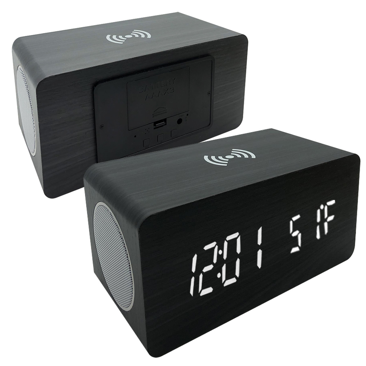 Zummy Wood Digital LED Alarm Clock with Qi Charger product image