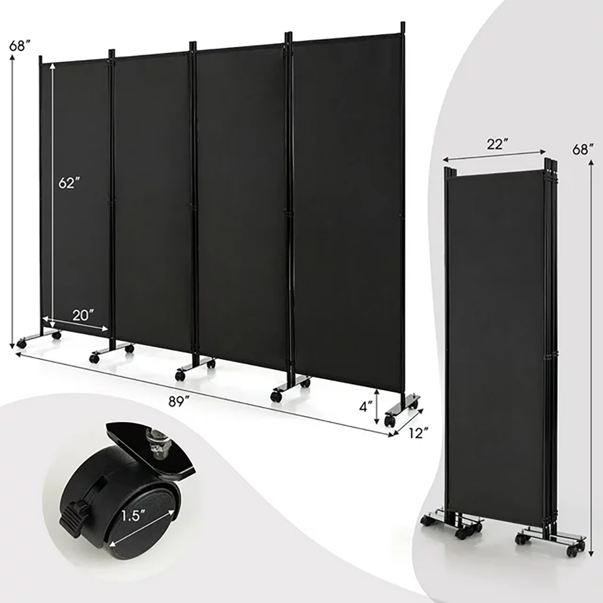 4-Panel Folding Room Divider product image