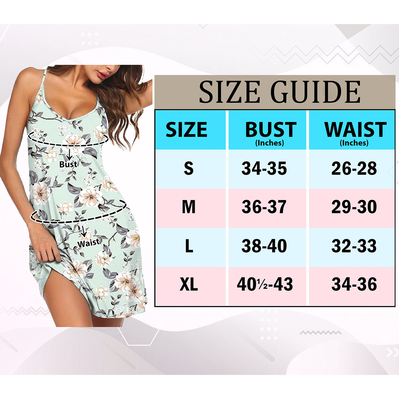 Women's Classic Adjustable Printed Chamise Night Gown (3-Pack) product image