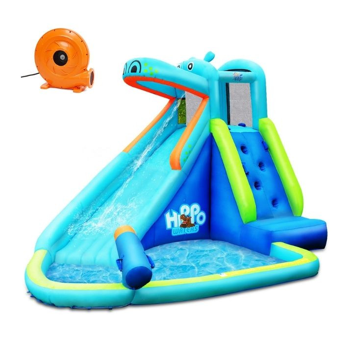 Inflatable Hippo Climbing Wall and Splash Pool product image