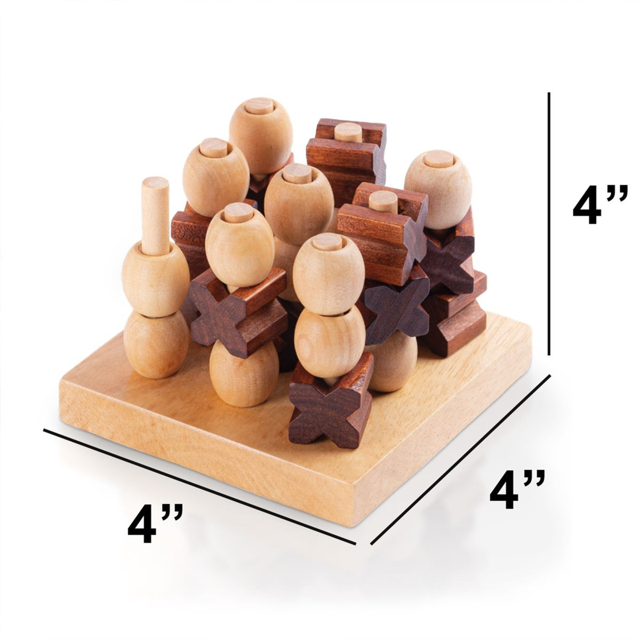 Hand-Crafted Wooden 3D Mini Tic-Tac-Toe Game product image