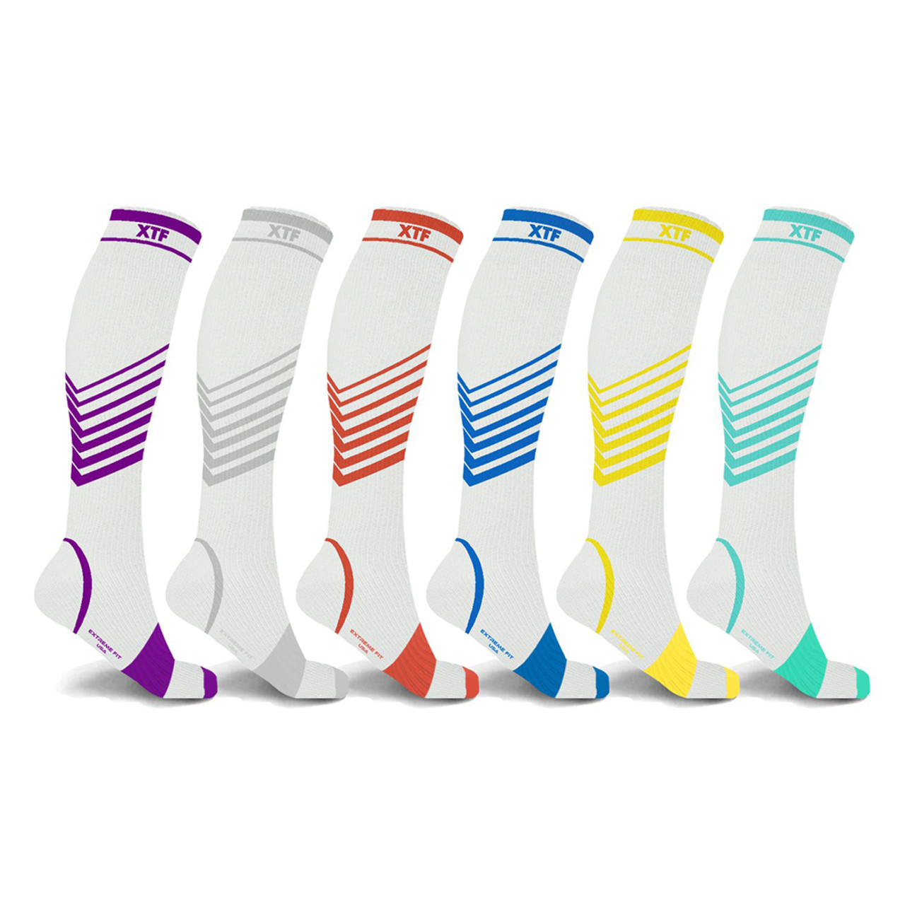 V-Striped Knee-High Compression Socks by Extreme Fit™ (6-Pair) product image