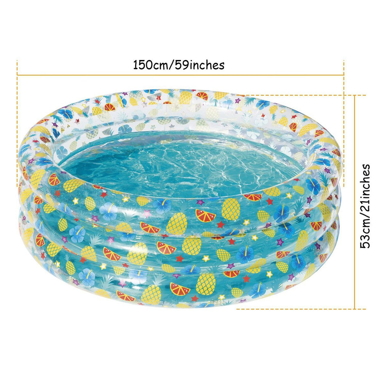 Bestway® Kids' 59 x 21-Inch Tropical 3-Ring Paddling Transparent Inflatable Pool product image