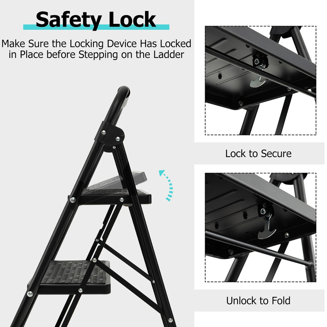 3-Step Ladder Folding Step Stool product image