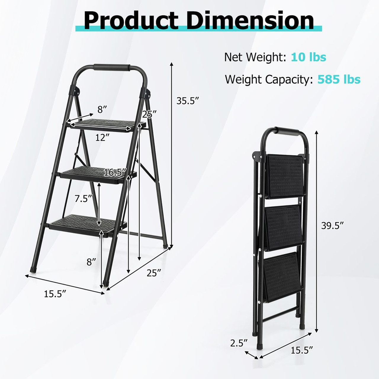 3-Step Ladder Folding Step Stool product image