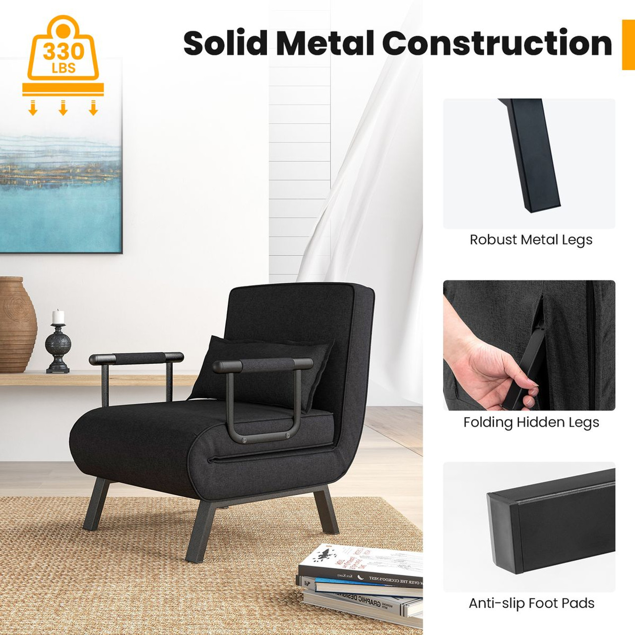 Folding 5-Position Convertible Sleeper Chair product image