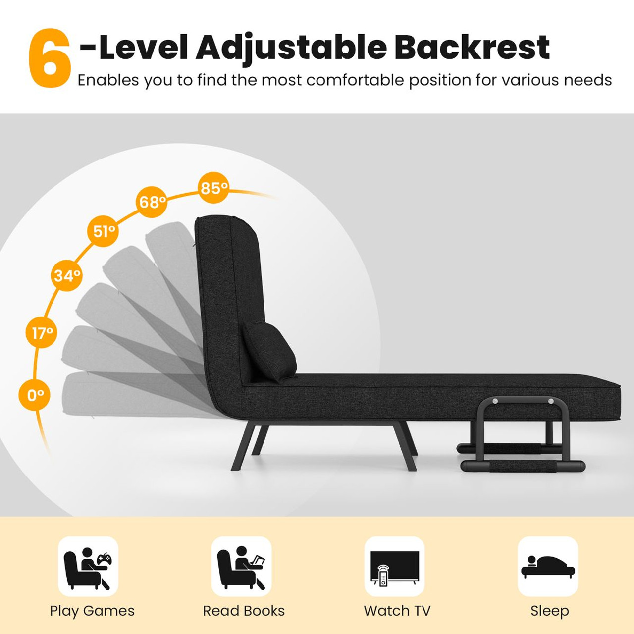 Folding 5-Position Convertible Sleeper Chair product image