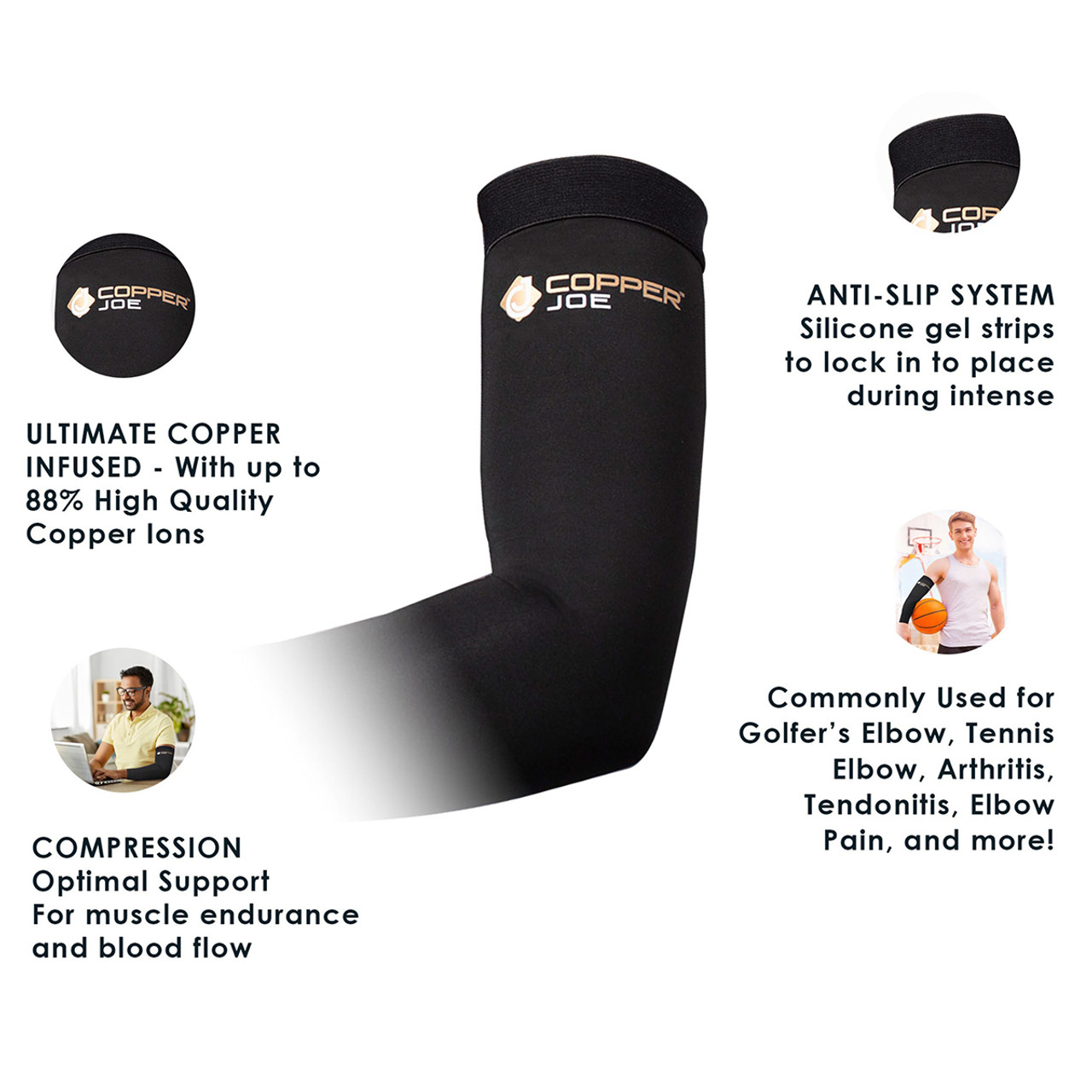 Copper Joe® Copper-Infused Recovery Arm Compression Sleeve product image