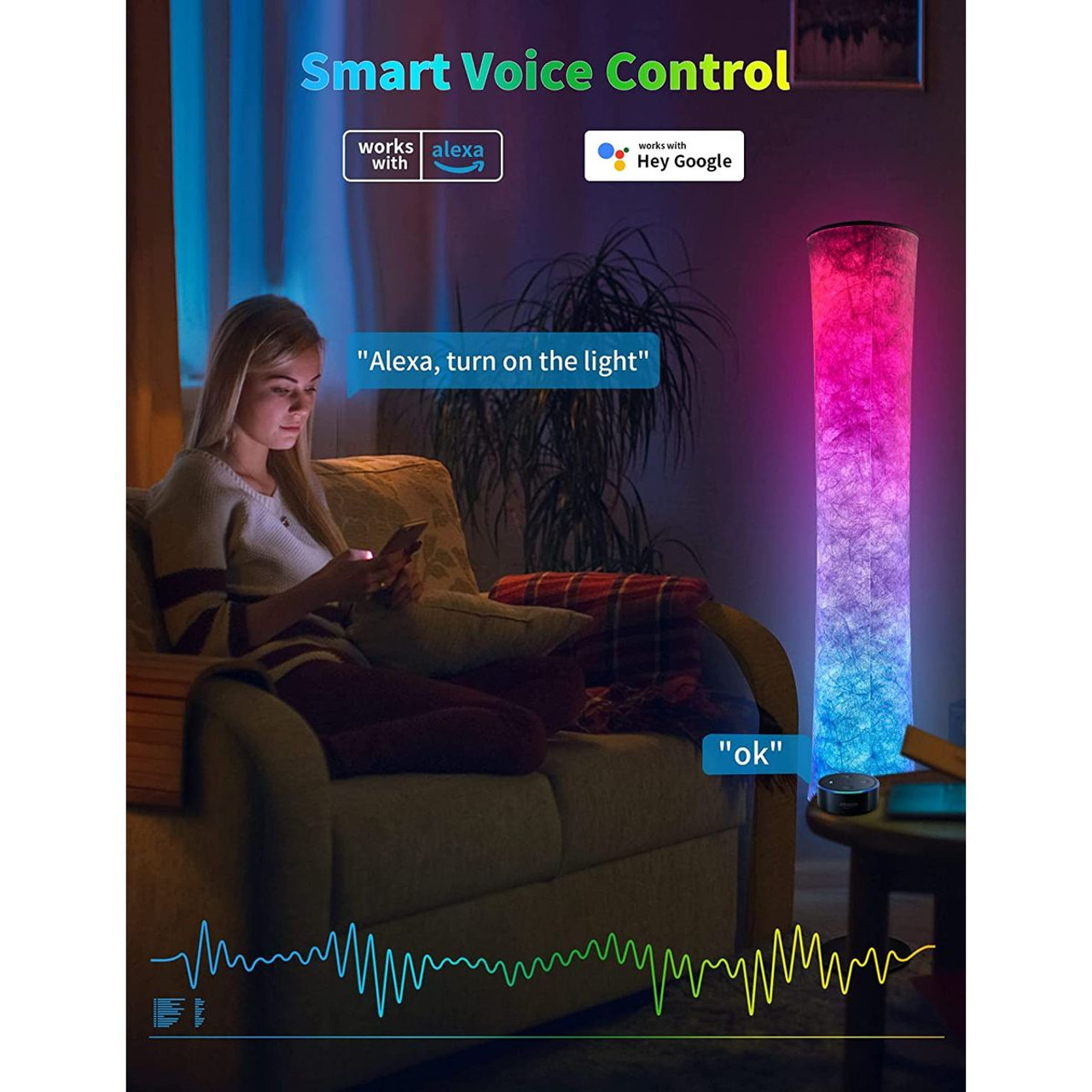 RGB Color-Changing LED Smart Lamp with Alexa Control (1- or 2-Pack) product image