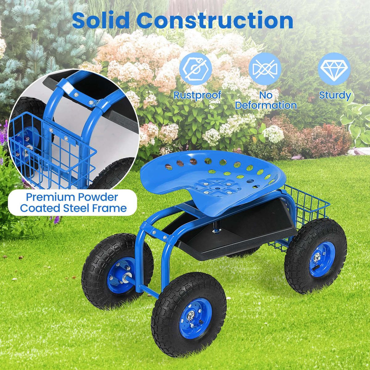 Rolling Garden Work Seat with Underseat Tray product image