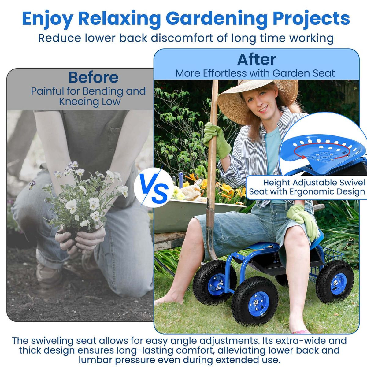 Rolling Garden Work Seat with Underseat Tray product image