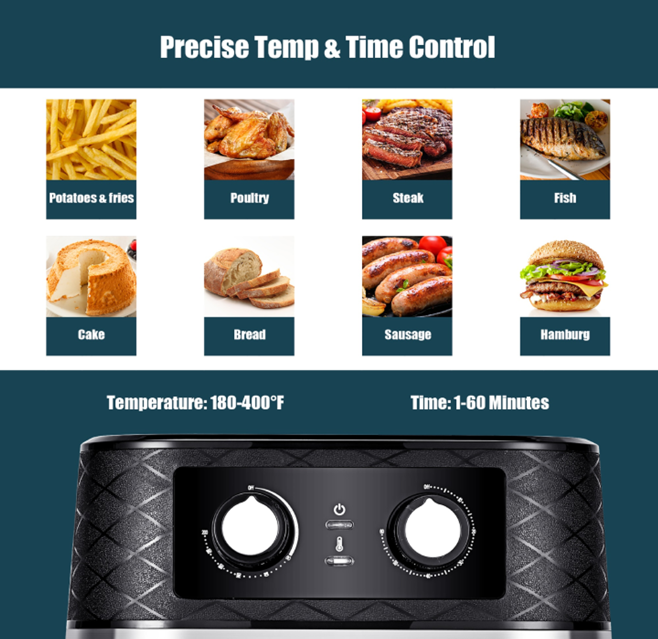 Stainless Steel 1700W Electric 5.3 QT Hot Air Fryer  product image