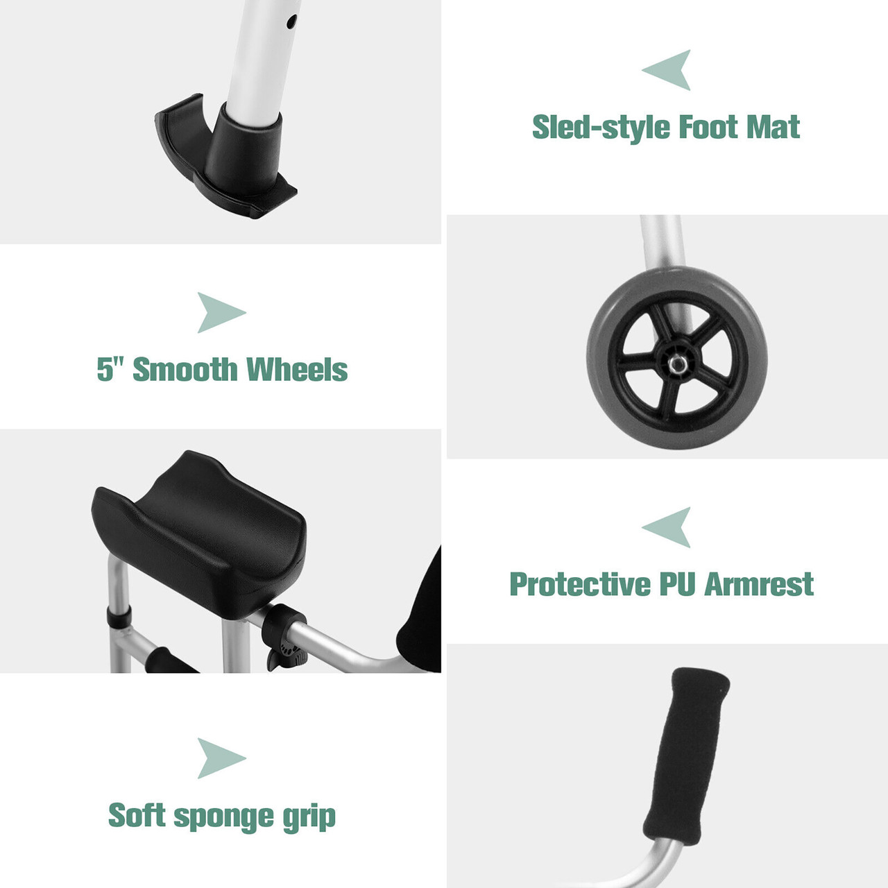 Foldable Aluminum Alloy Walker with Seat & Armrests product image Foldable Aluminum Alloy Walker with Seat & Armrests product image