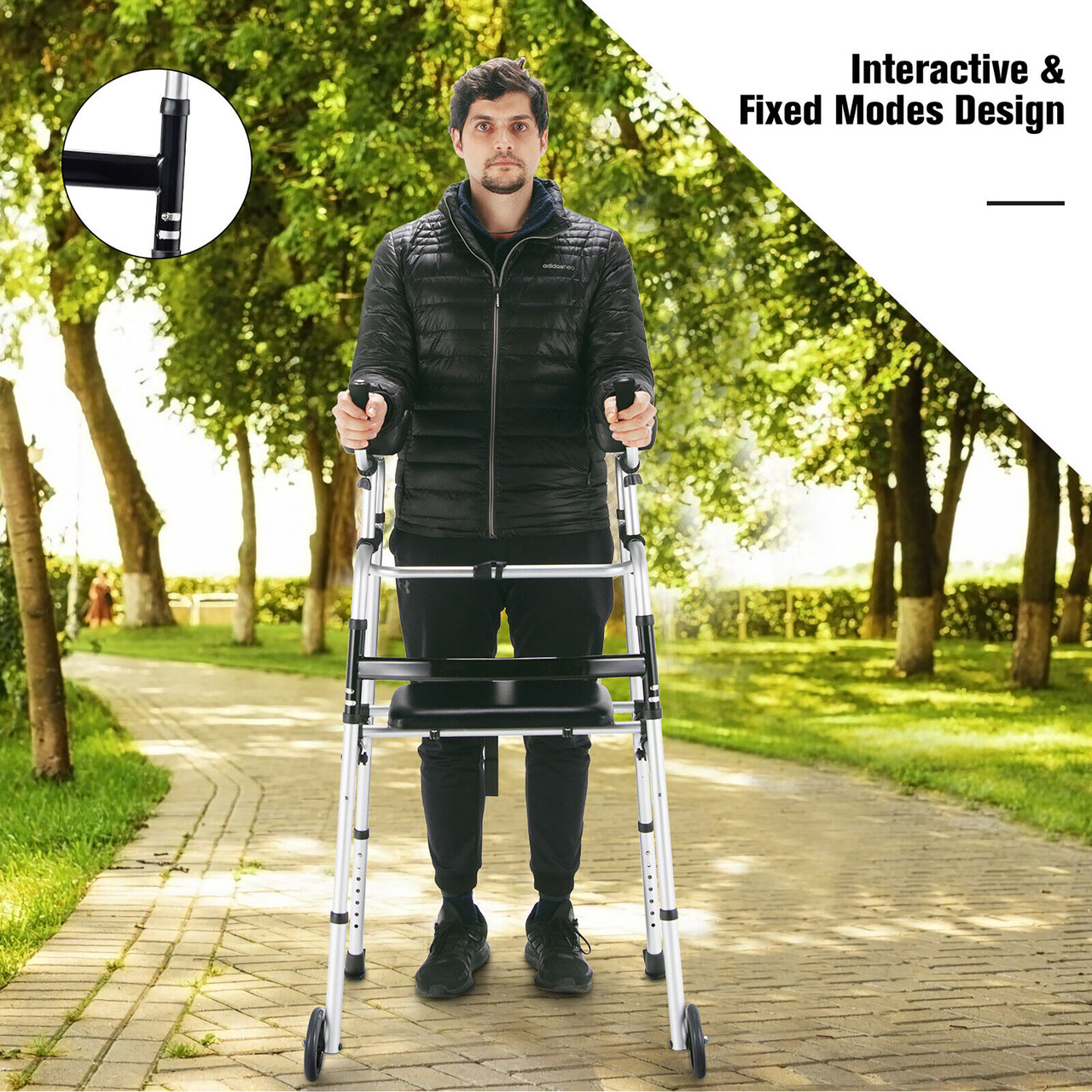 Foldable Aluminum Alloy Walker with Seat & Armrests product image Foldable Aluminum Alloy Walker with Seat & Armrests product image