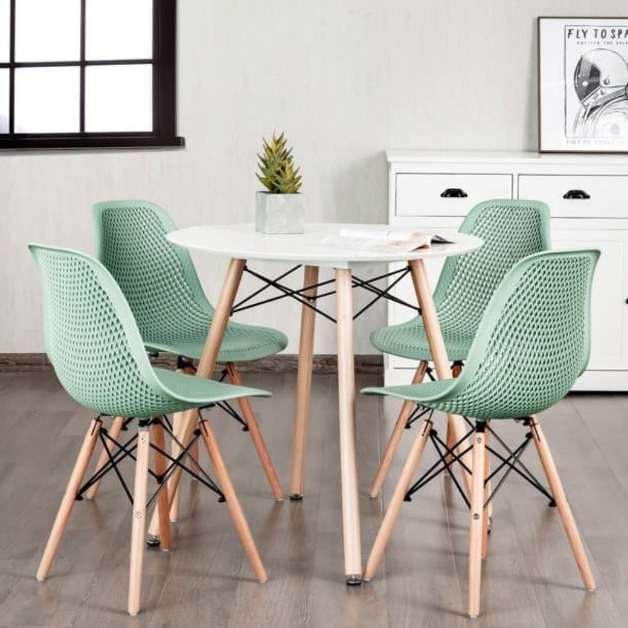 Plastic Hollowed-out Mid-Century Modern Wood-Leg Seat (Set of 4) product image