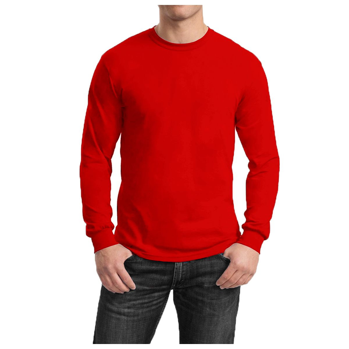 Men's Cotton-Blend Crew Neck Long Sleeve Tee product image