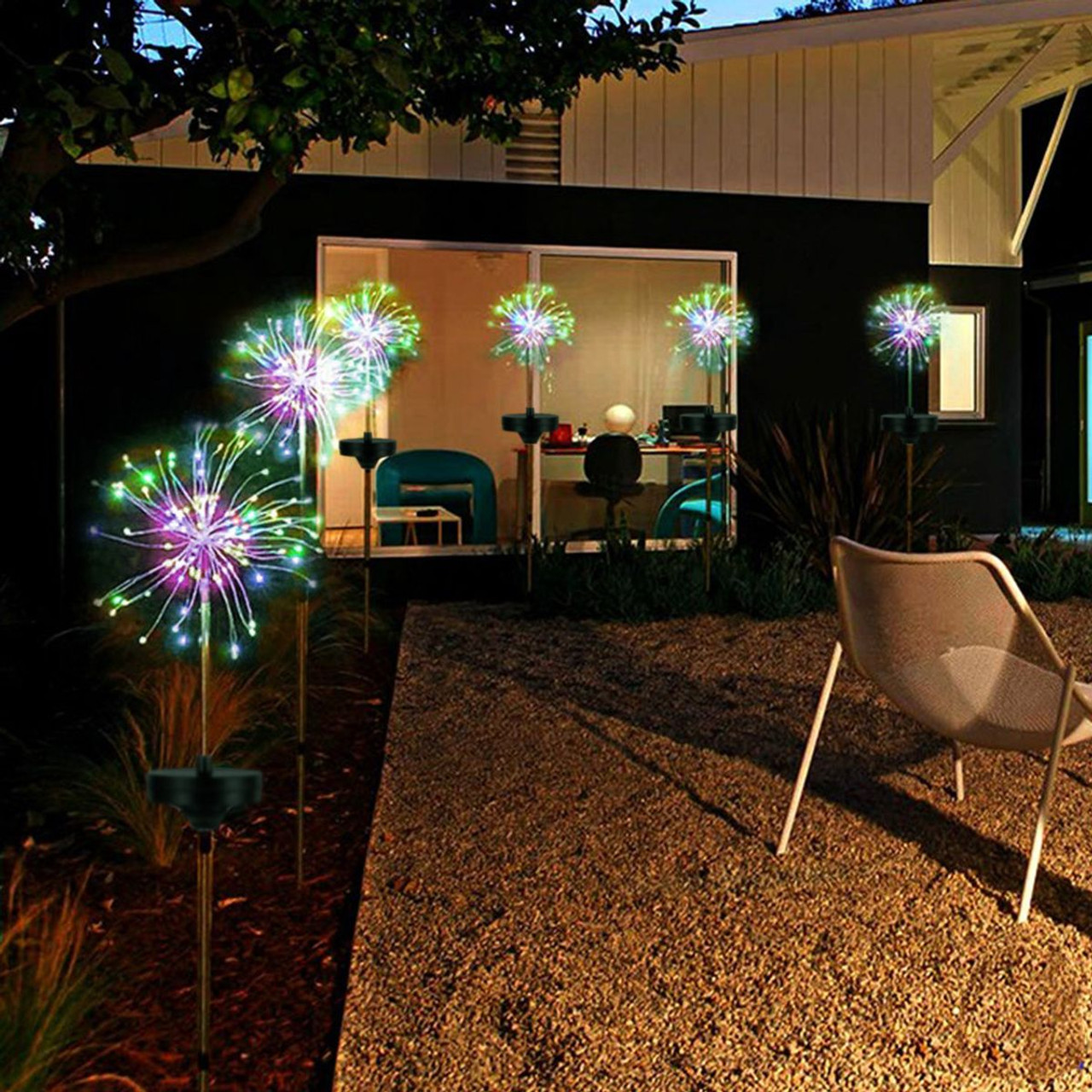 Solarek® 2-Piece Solar Powered Starburst Firework 120-LED Garden Path Lights product image