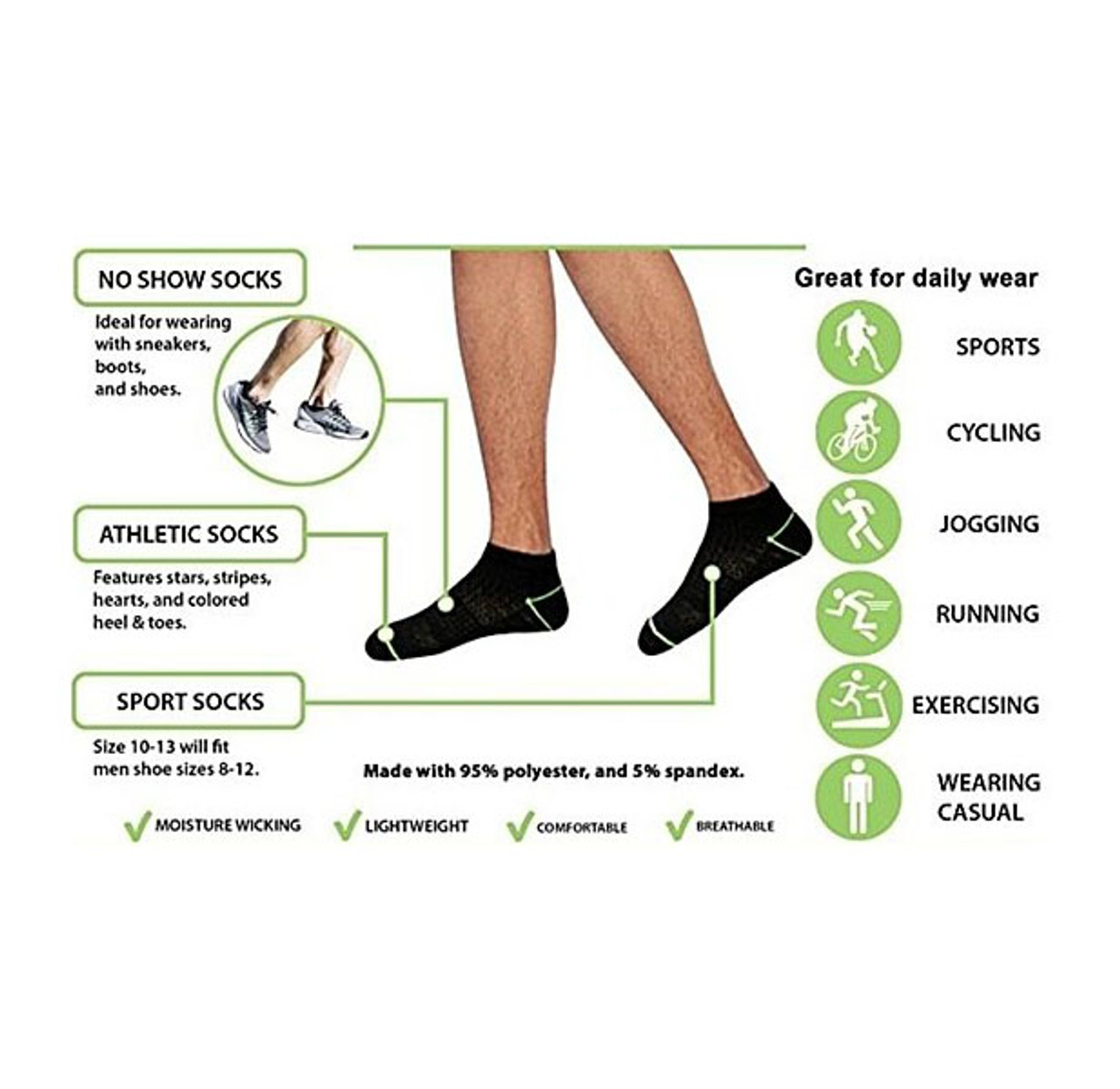 Men's Active Performance Low-Cut Ankle Socks (20- or 50-Pairs) product image