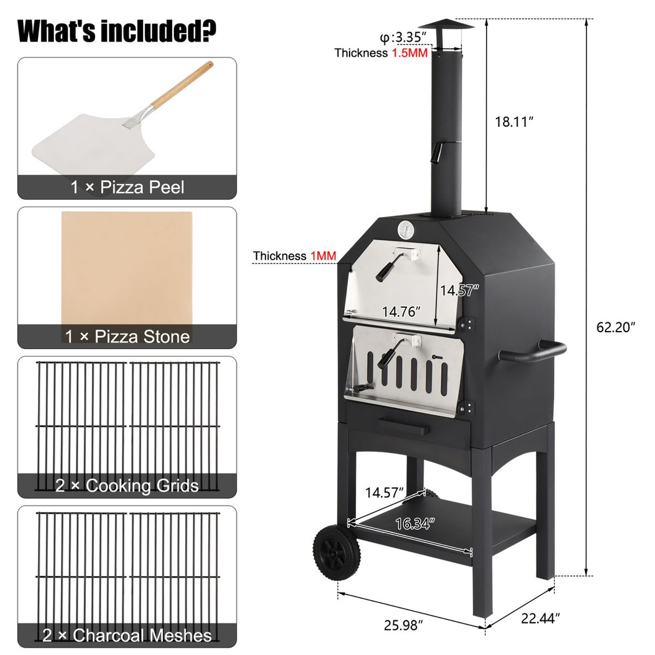 Outdoor Wood-Burning Pizza Oven with Pizza Stone product image