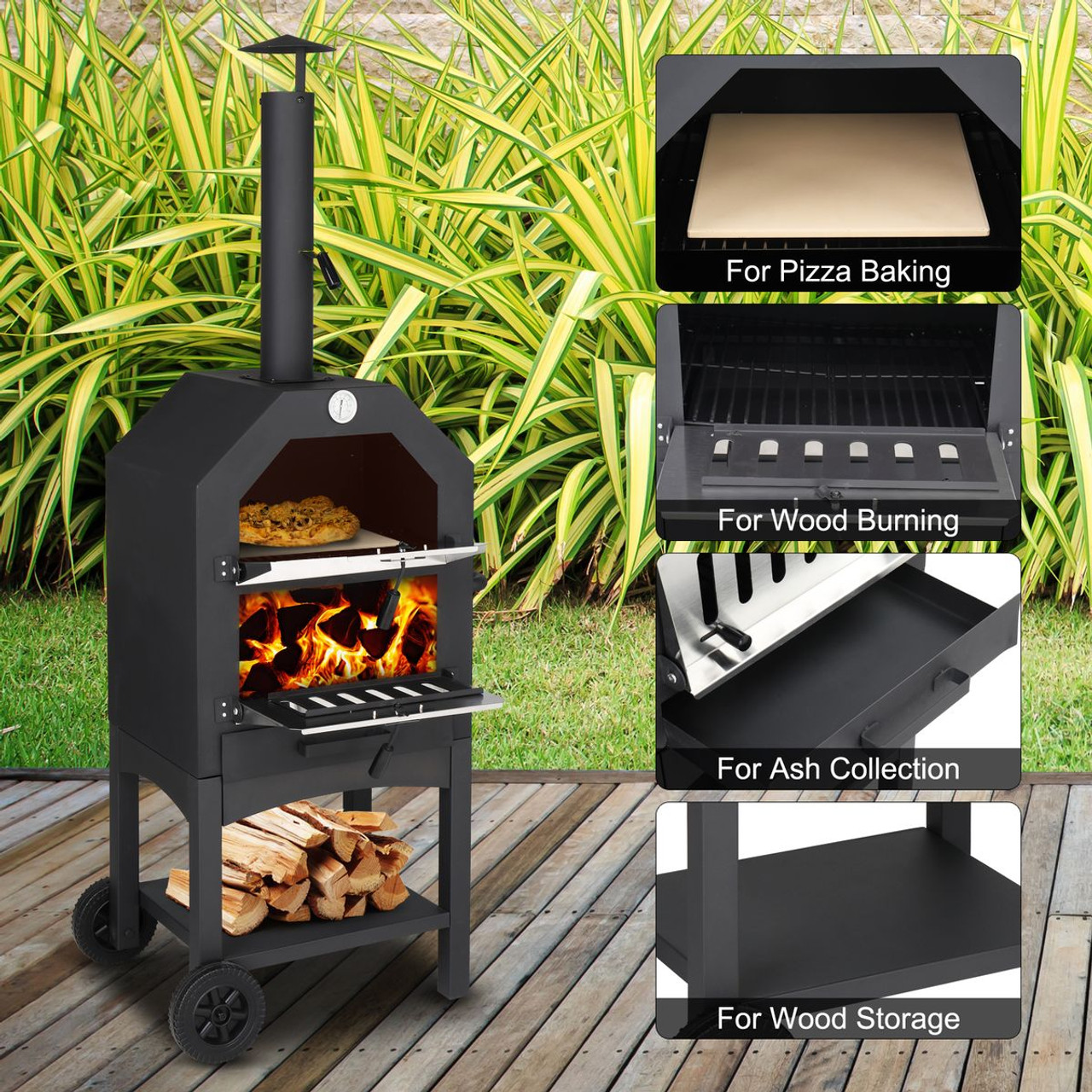 Outdoor Wood-Burning Pizza Oven with Pizza Stone product image