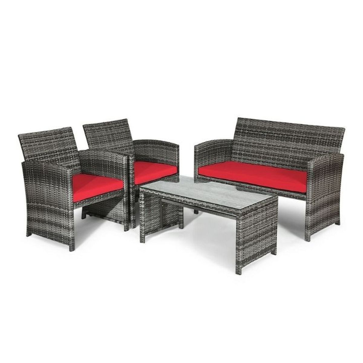 4-Piece Gray Rattan Patio Furniture Set product image