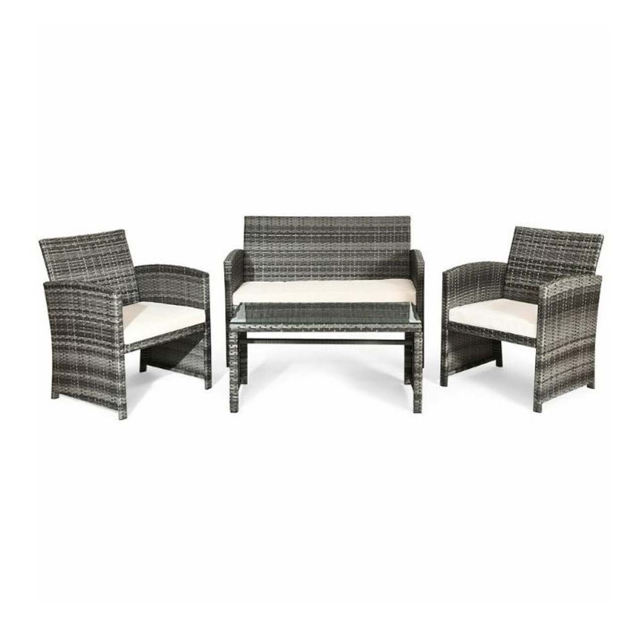 4-Piece Gray Rattan Patio Furniture Set product image