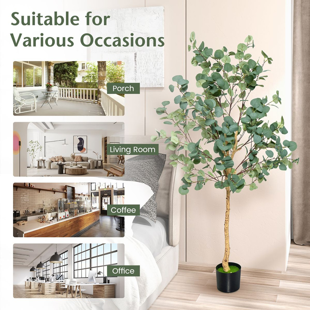Goplus® 5.5-Feet Artificial Indoor Eucalyptus Tree product image