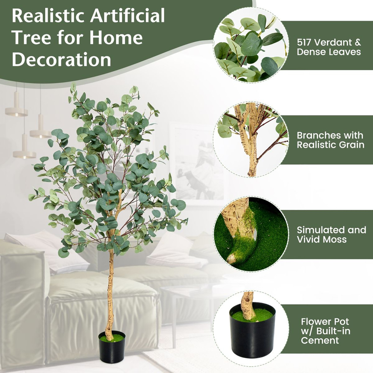 Goplus® 5.5-Feet Artificial Indoor Eucalyptus Tree product image