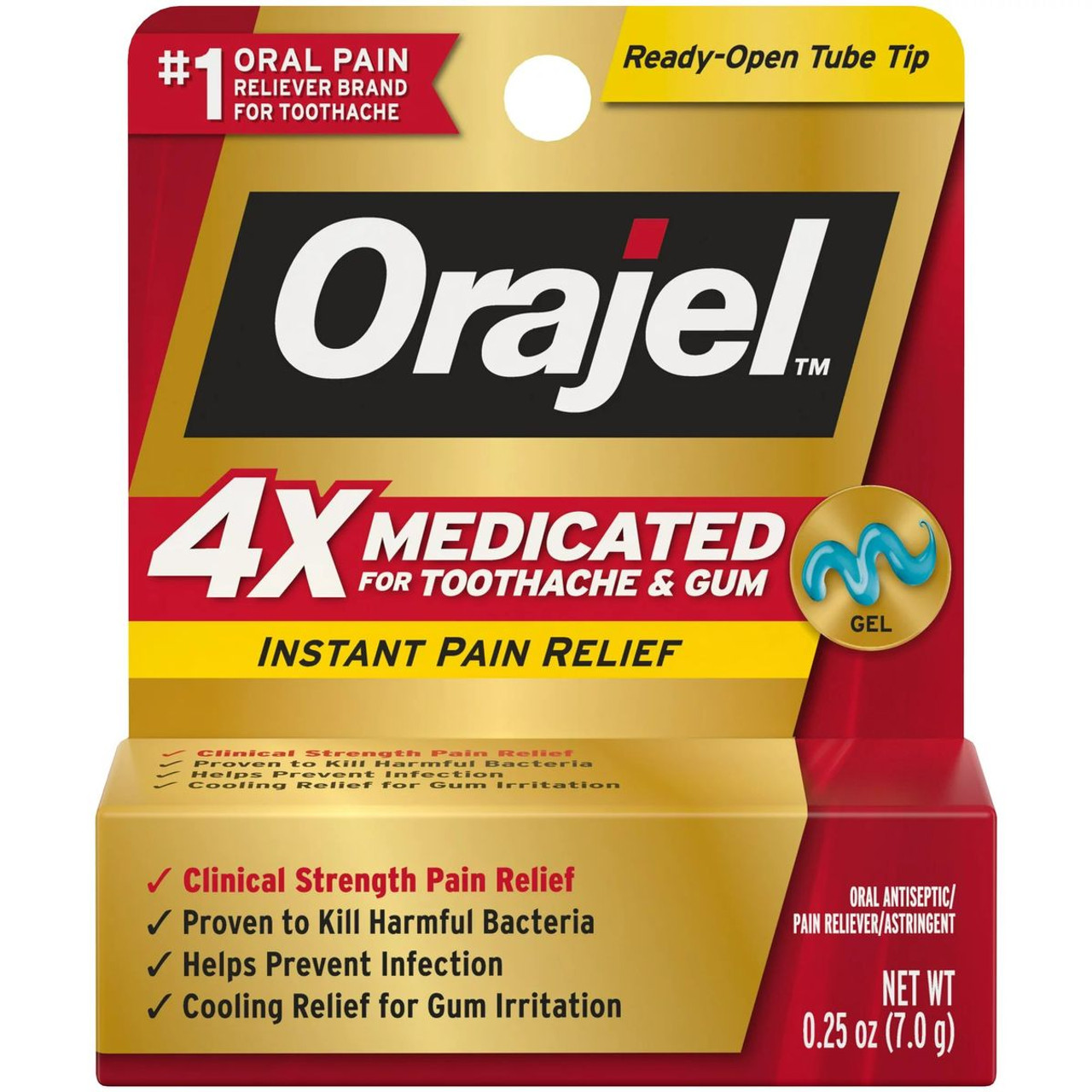 Orajel™ 4X Medicated Instant Pain Relief Gel, 0.25 oz. (3-Pack) product image