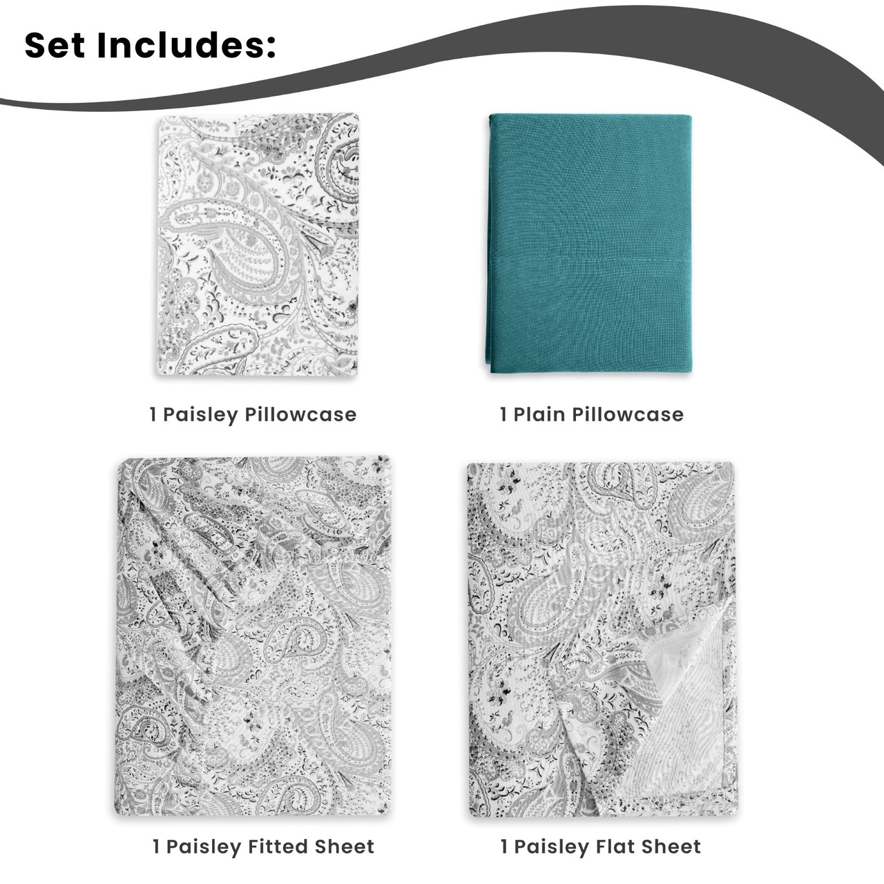 4 or 6-Piece Paisley Printed Deep Pocket Bed Sheet Set product image