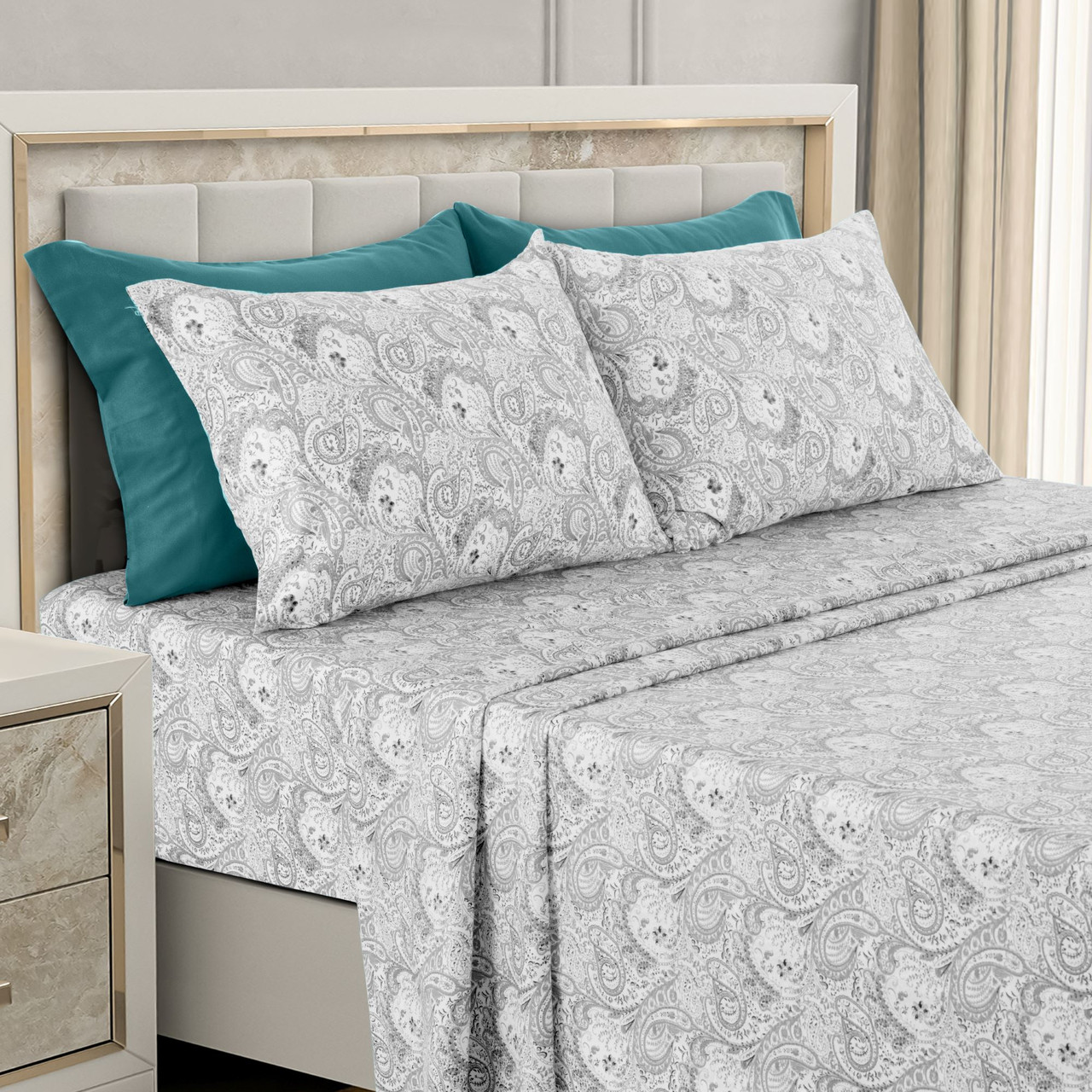 4 or 6-Piece Paisley Printed Deep Pocket Bed Sheet Set product image