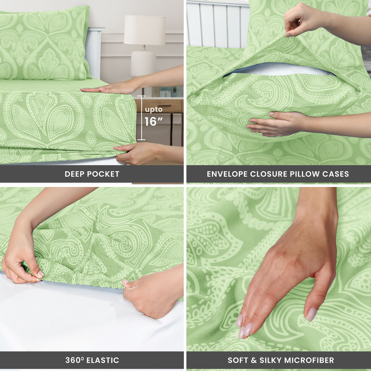 4 or 6-Piece Paisley Printed Deep Pocket Bed Sheet Set product image