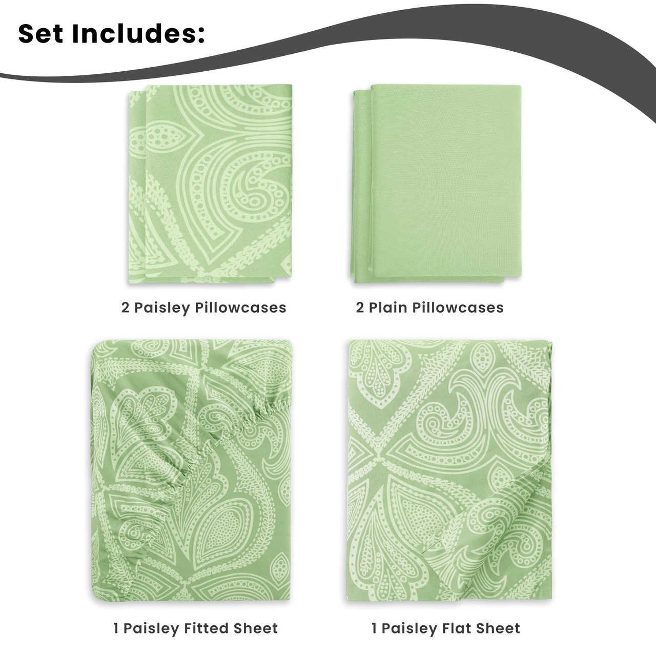 4 or 6-Piece Paisley Printed Deep Pocket Bed Sheet Set product image