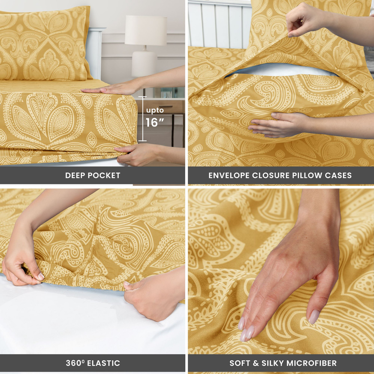 4 or 6-Piece Paisley Printed Deep Pocket Bed Sheet Set product image