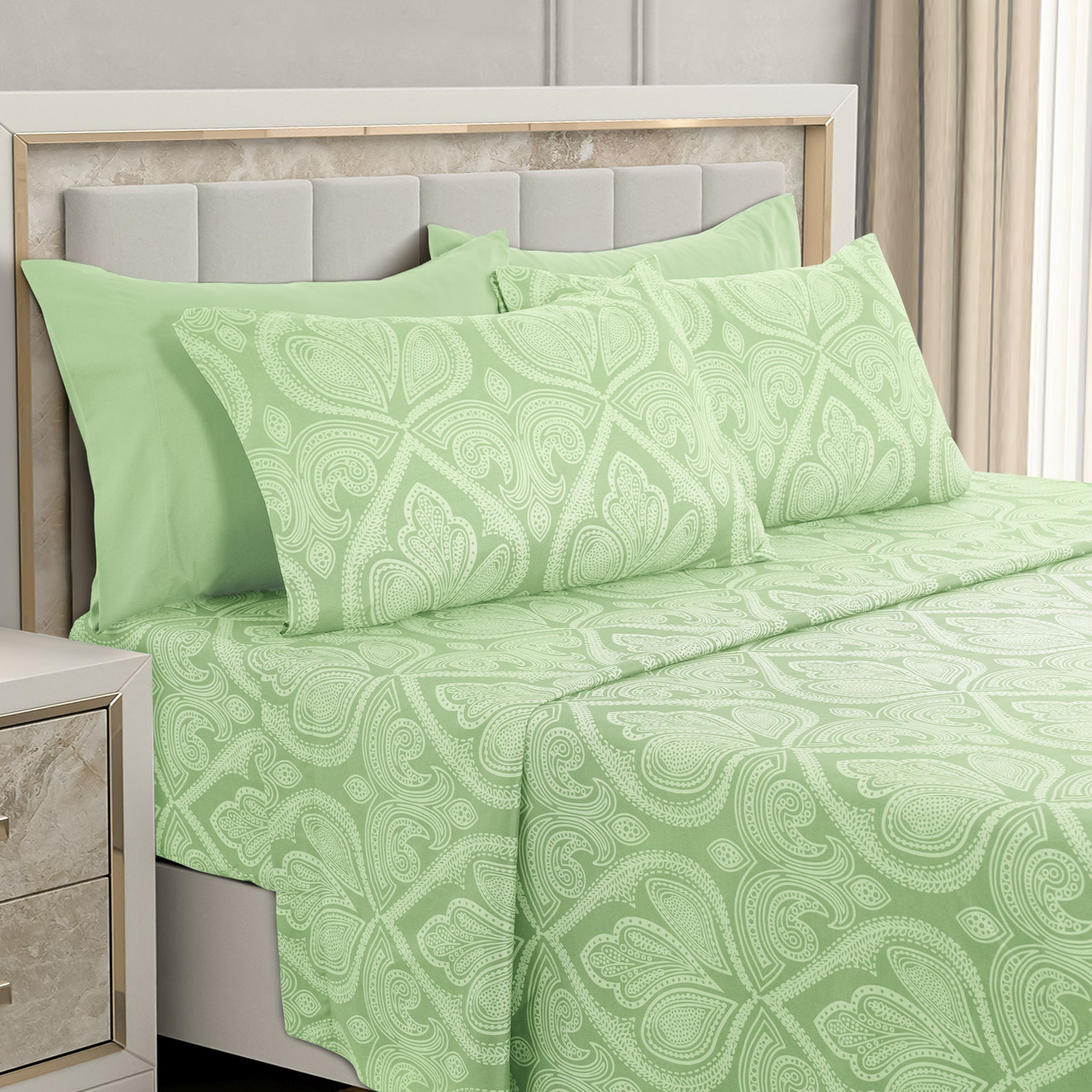 4 or 6-Piece Paisley Printed Deep Pocket Bed Sheet Set product image