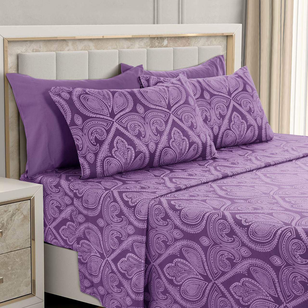 4 or 6-Piece Paisley Printed Deep Pocket Bed Sheet Set product image