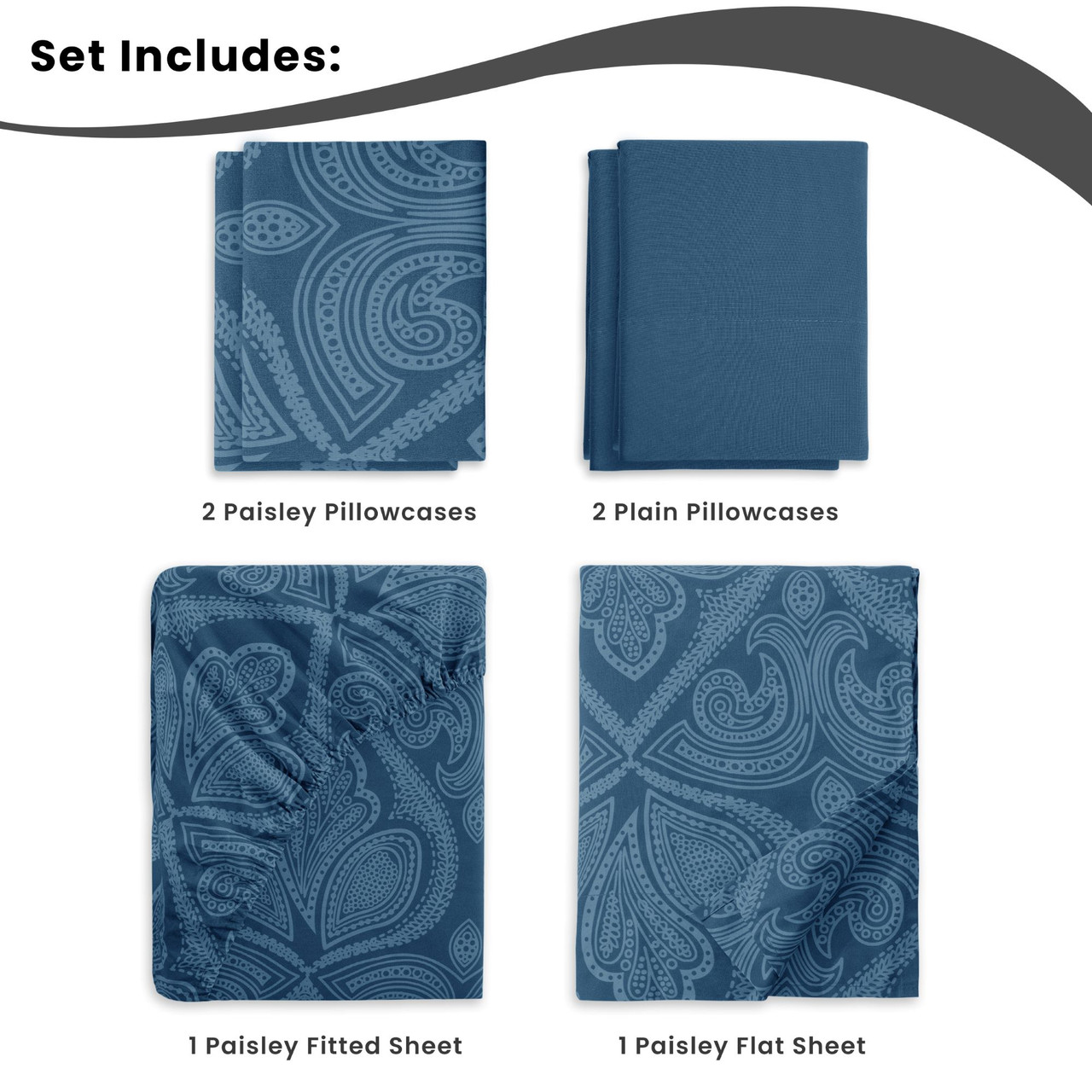4 or 6-Piece Paisley Printed Deep Pocket Bed Sheet Set product image